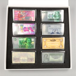 Nederland. Zilveren miniatuur bankbiljetten. Type 1860-1989. - UNC.