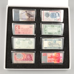 Nederland. Zilveren miniatuur bankbiljetten. Type 1921-1977. - UNC.