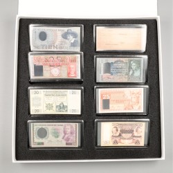 Nederland. Zilveren miniatuur bankbiljetten. Type 1814-1955. - UNC.