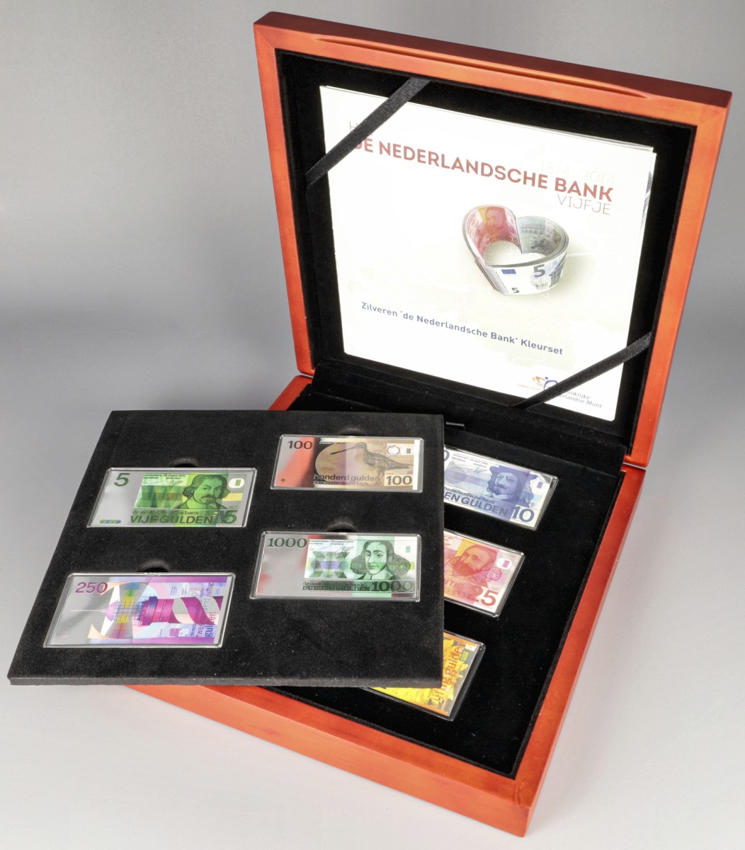 Nederland zilveren kleurset 'de Nederlandse bank'. Type 1814-2014. - UNC.