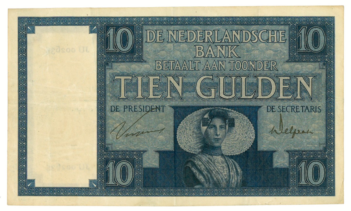 Nederland. 10 gulden. Bankbiljet. Type 1924. - Zeer Fraai +.