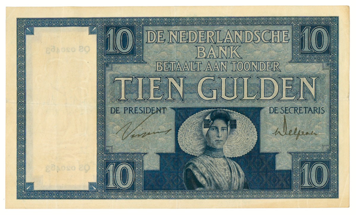 Nederland. 10 gulden. Bankbiljet. Type 1924. - Zeer Fraai +.