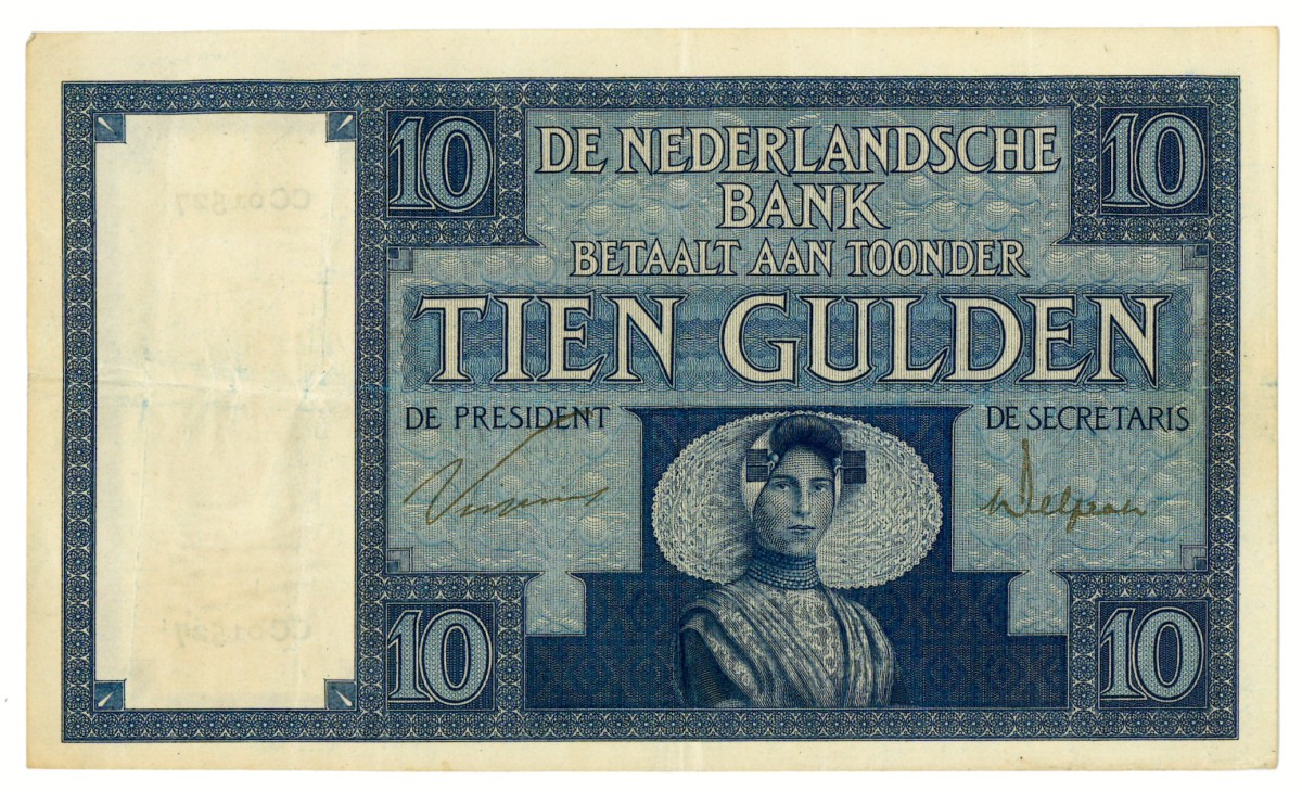 Nederland. 10 gulden. Bankbiljet. Type 1924. - Zeer Fraai +.