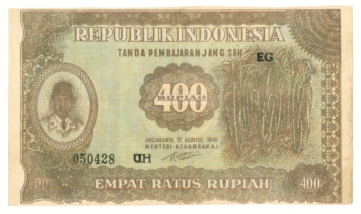 Indonesia. 400 rupiah. Banknote. Type 1948. - Very fine.