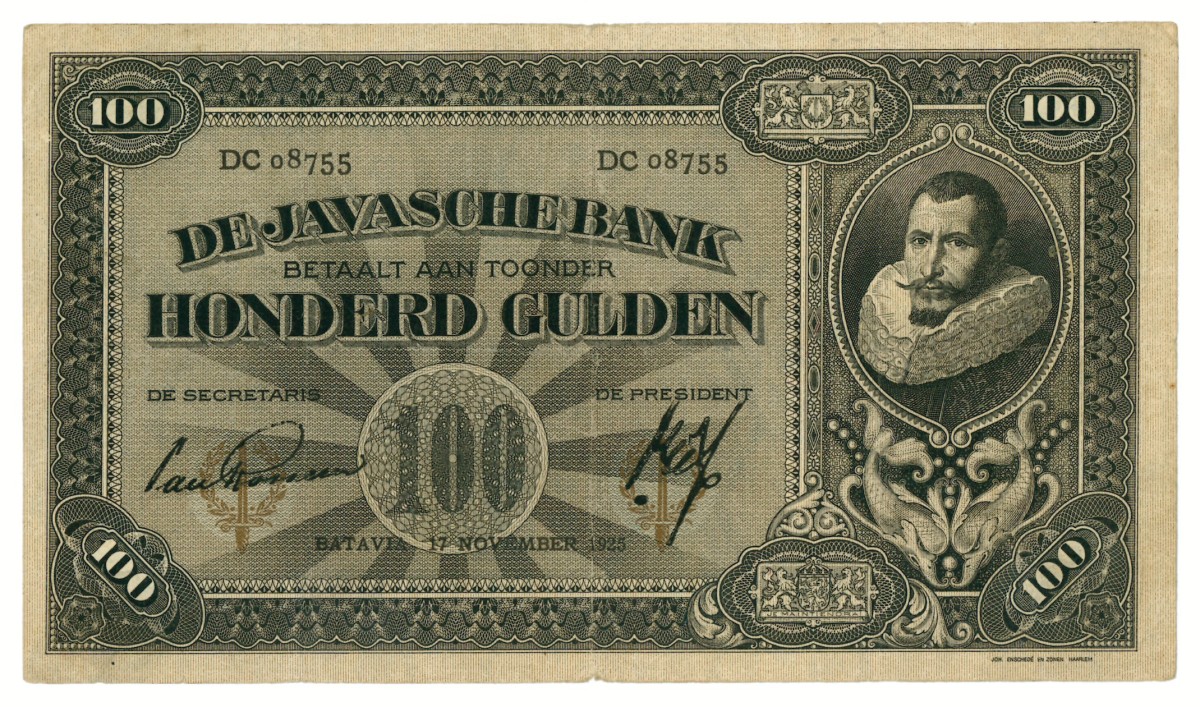 Netherlands-Indies. 100 gulden. Banknote. Type 1925. - Very fine.