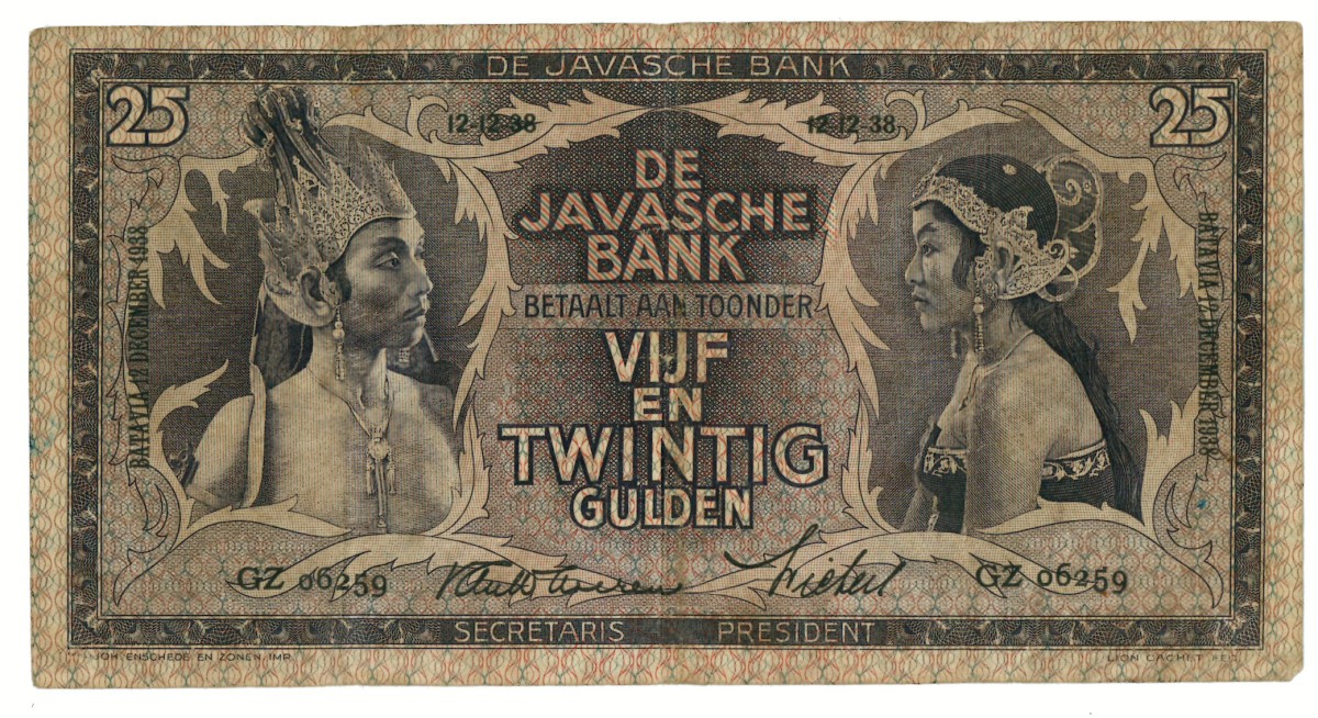 Netherlands-Indies. 25 gulden. Banknote. Type 1933. - Fine.