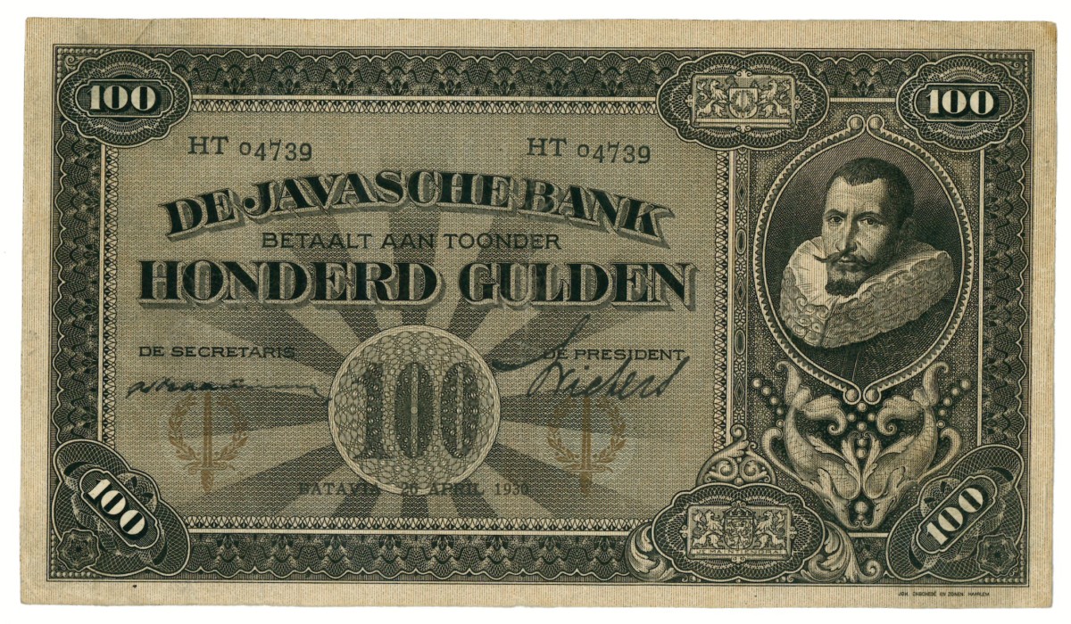 Netherlands-Indies. 100 gulden. Banknote. Type 1925. - Very fine.