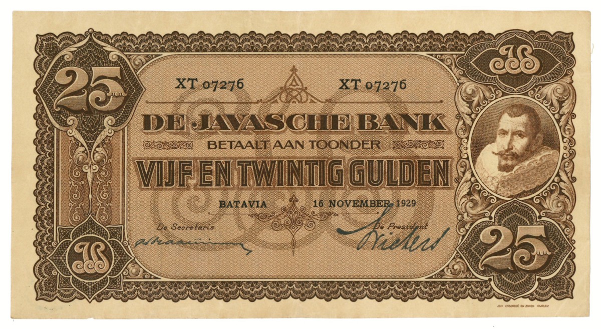 Netherlands-Indies. 25 gulden. Banknote. Type 1925. - Very fine / Extremely fine.