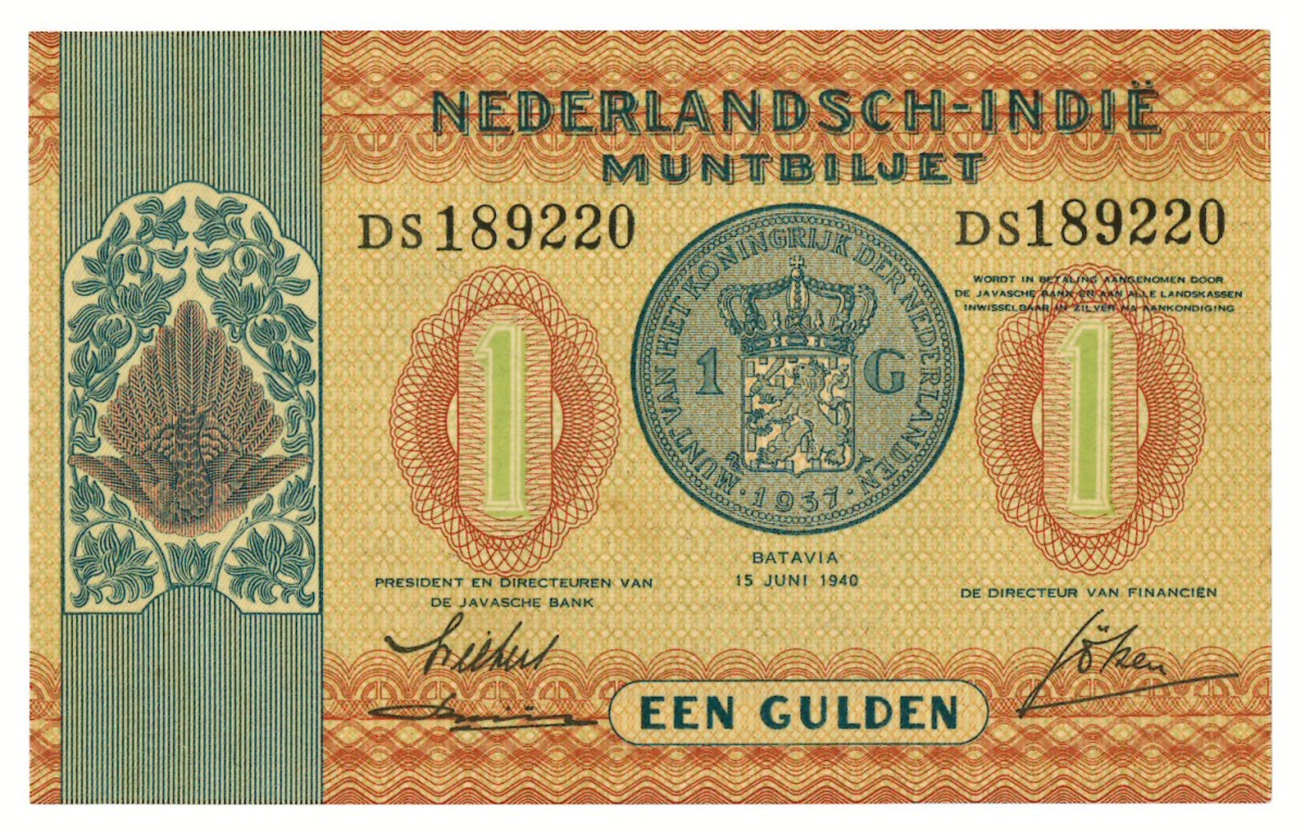 Netherlands-Indies. 1 gulden. Banknote. Type 1940. - UNC.