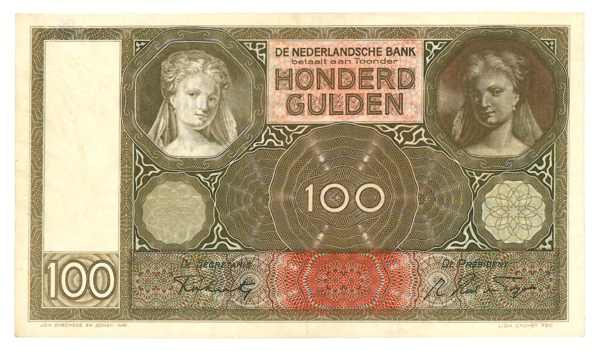 Nederland. 100 gulden. Bankbiljet. Type 1930. - Prachtig.