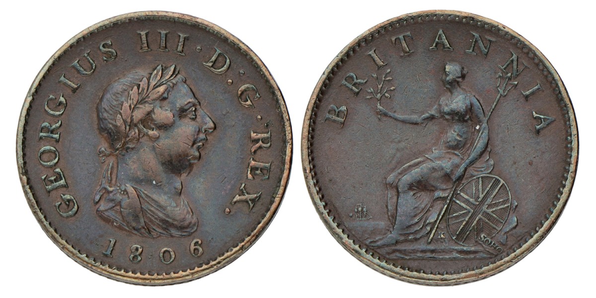 Great Britain. George III. Farthing. 1806 - K on tr.
