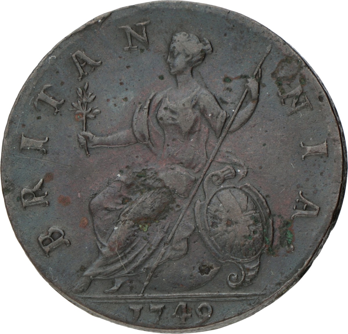 Great Britain. George II. ½ Penny. 1749.