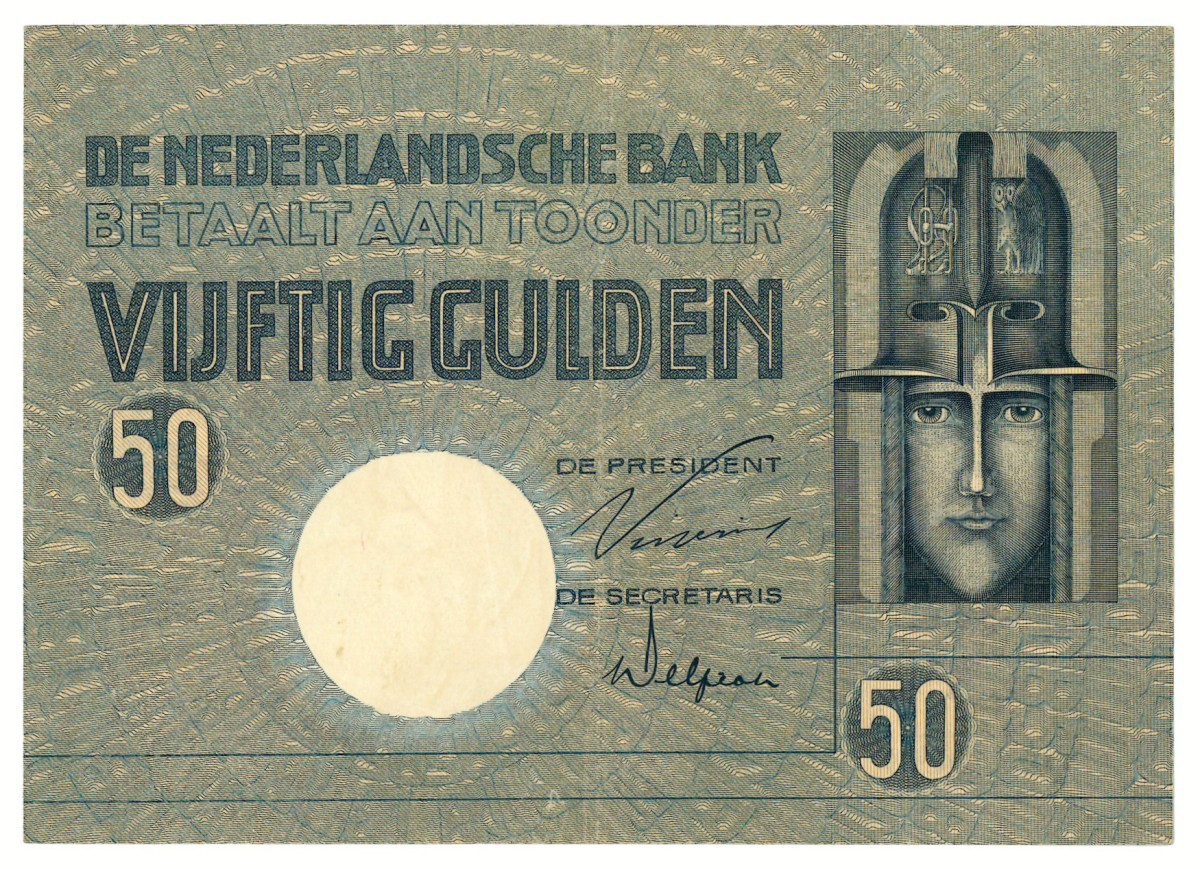 Nederland. 50 gulden. Bankbiljet. Type 1929. - Zeer Fraai.