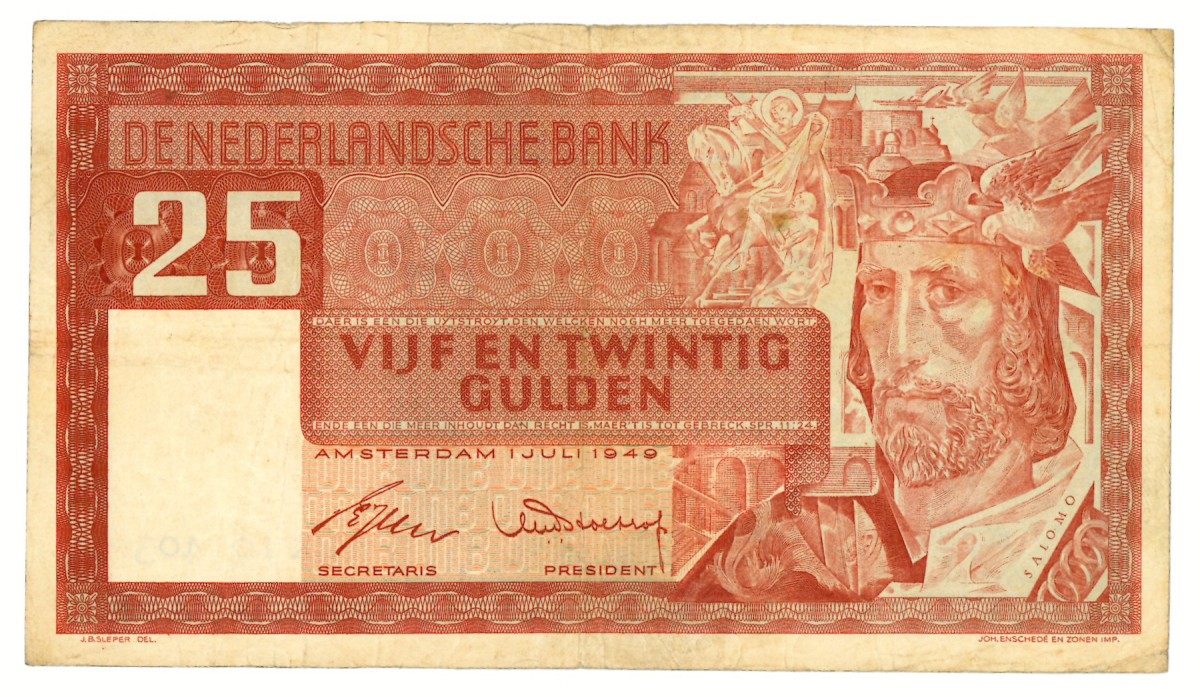 Nederland. 25 gulden. Bankbiljet. Type 1949. - Zeer Fraai.