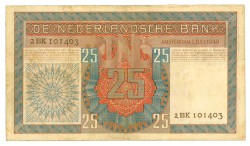 Nederland. 25 gulden. Bankbiljet. Type 1949. - Zeer Fraai.