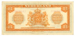Nederland. 25 gulden. Muntbiljet. Type 1943. - Zeer Fraai.