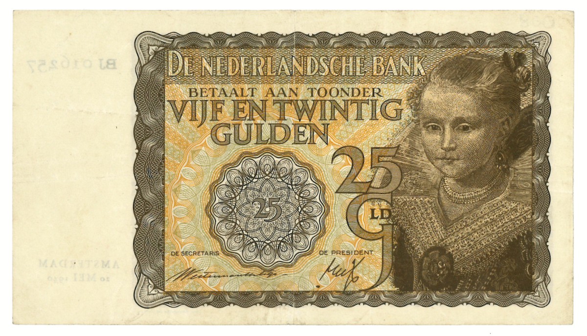 Nederland. 25 gulden. Bankbiljet. Type 1940. - Zeer Fraai -.