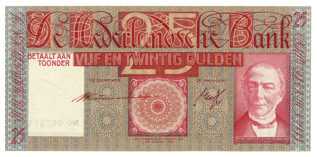 Nederland. 25 gulden. Bankbiljet. Type 1931. - Prachtig.