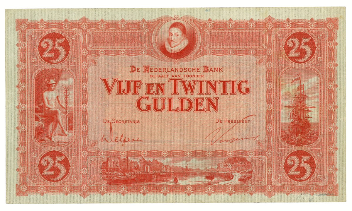 Nederland. 25 gulden. Bankbiljet. Type 1929. - Zeer Fraai.