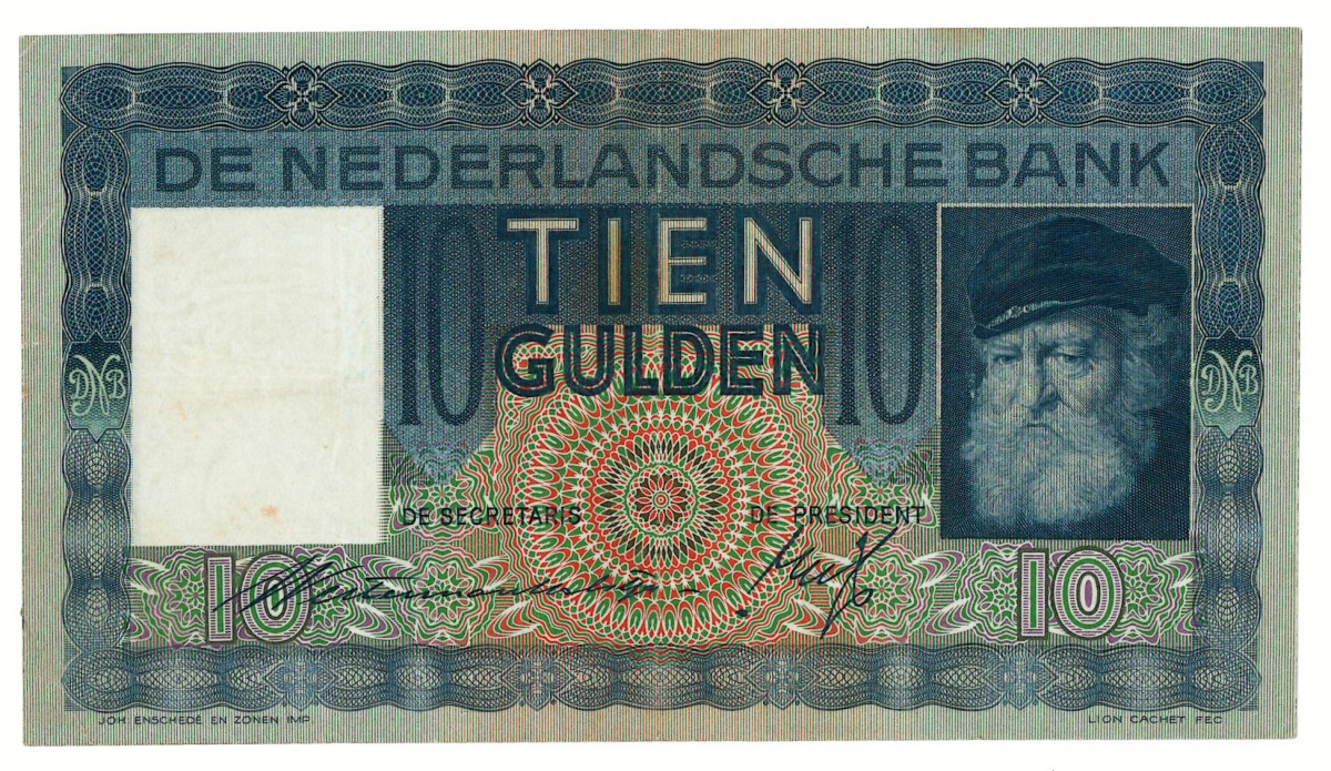 Nederland. 10 gulden. Bankbiljet. Type 1933. - Zeer Fraai.