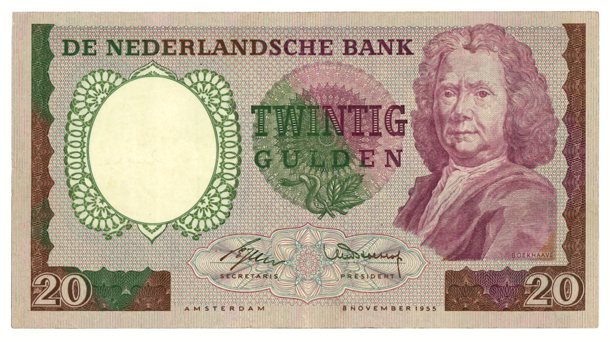 Nederland. 20 gulden. Bankbiljet. Type 1955. - Zeer Fraai.