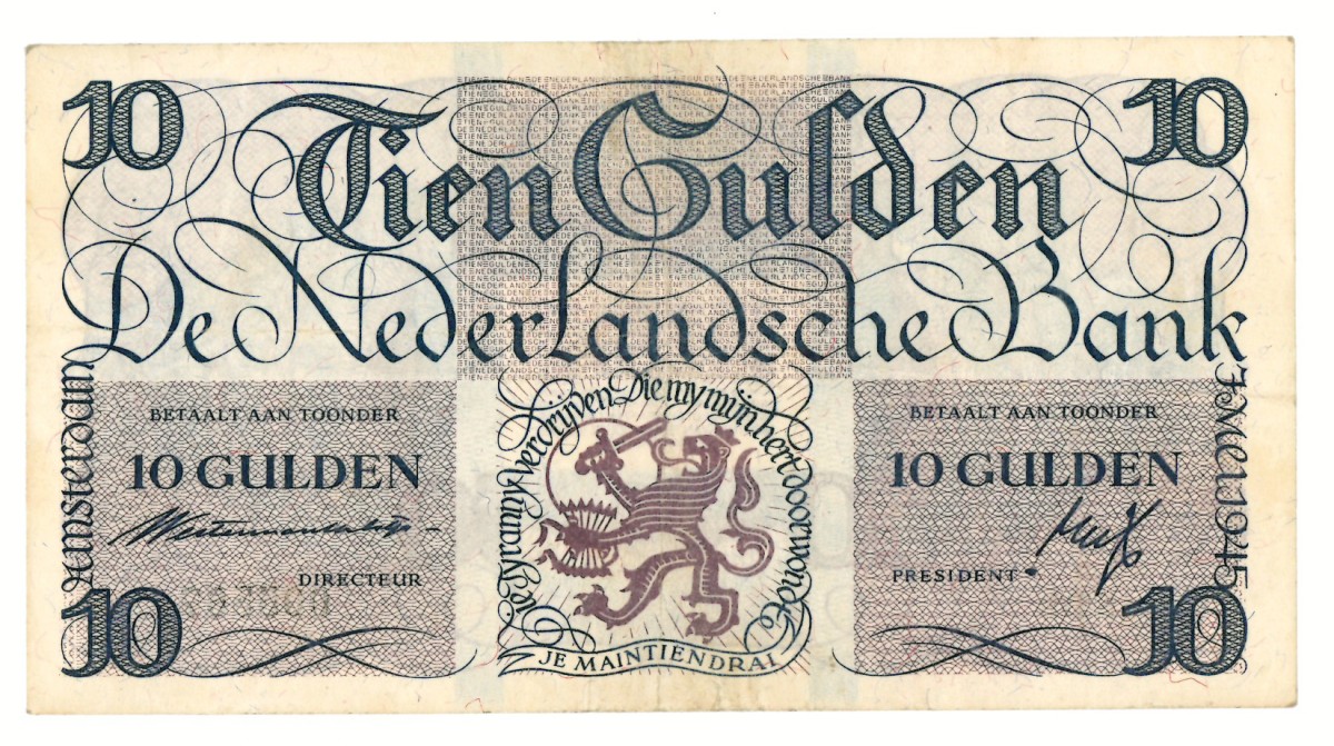 Nederland. 10 gulden. Bankbiljet. Type 1945. - Zeer Fraai +.