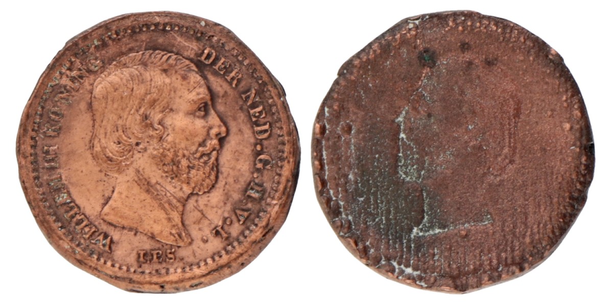 5 Cent - Koperen afslag van de voorzijde. Willem III. Z.j. (1849 - 1890). Prachtig -.