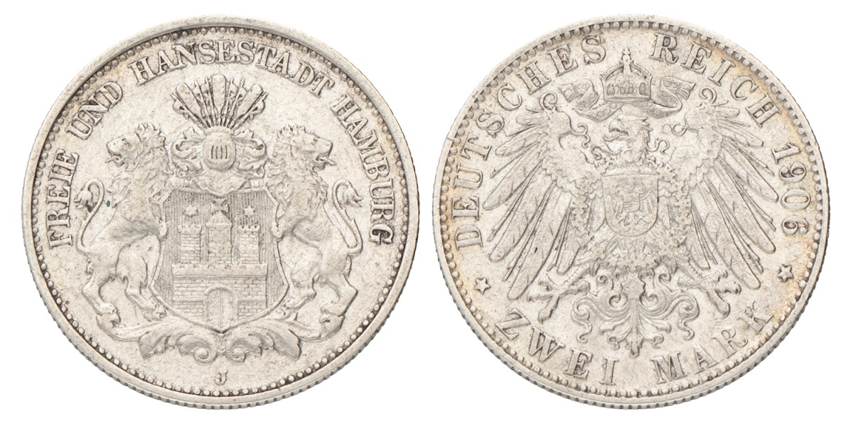 German states. Hamburg. 2 Mark. 1906.