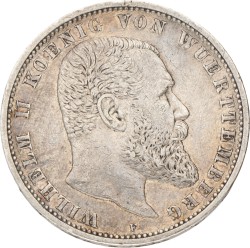 No reserve - German states. Württemberg. Wilhelm II. 5 Mark. 1901 F.