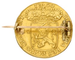 22K Geelgouden muntbroche gouden rijder 1760.