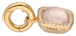 18K Roségouden hanger met rozenkwarts en diamant.
