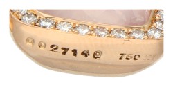 18K Roségouden hanger met rozenkwarts en diamant.