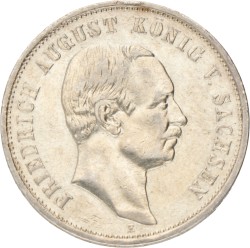 No reserve - German states. Saxony. Friedrich August. 3 Mark. 1909 E.