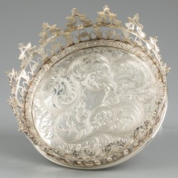 ''Kroon'' flessenbak, H.A.W. Wegman, Delft 1843, zilver.