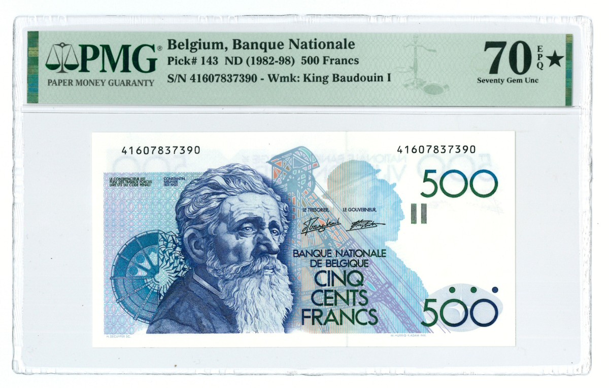 Belgium 500 francs 1982-1998 - PMG 70EPQ. 