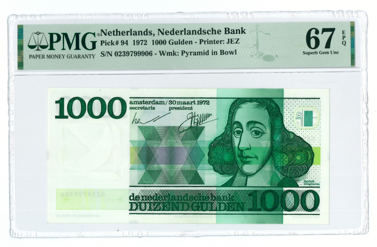 Nederland. 1000 gulden. Bankbiljet. Type 1972. - PMG 67EPQ.