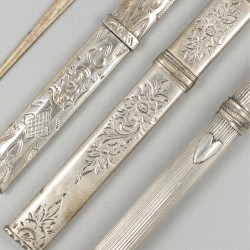 3-delig lot naaldenkokers zilver.