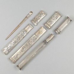 3-delig lot naaldenkokers zilver.