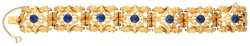 18K Geelgouden opengewerkte schakelarmband met lapis lazuli.