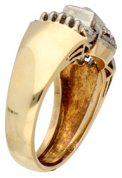 18K Geelgouden retro ring met roos geslepen diamanten.