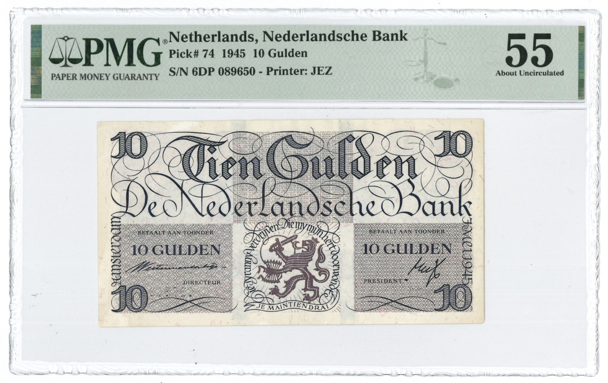 Nederland. 10 gulden. Bankbiljet. Type 1945. - PMG 55