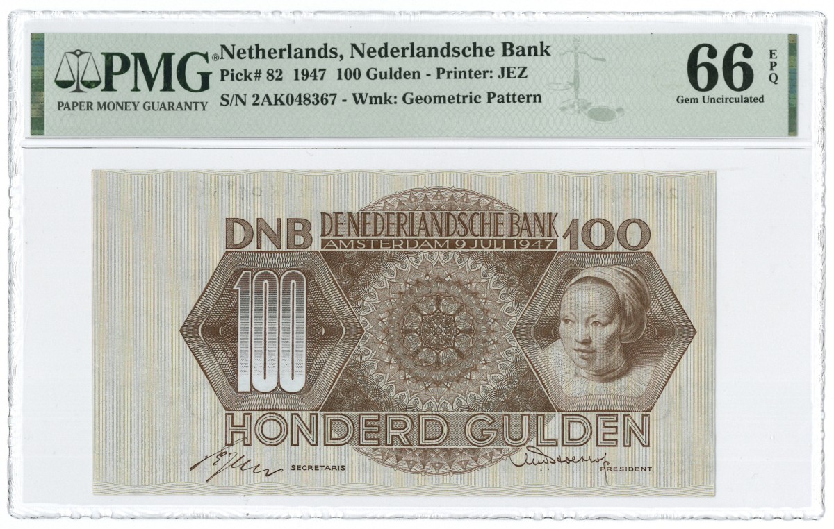 Nederland. 100 gulden. Bankbiljet. Type 1947. - PMG 66EPQ