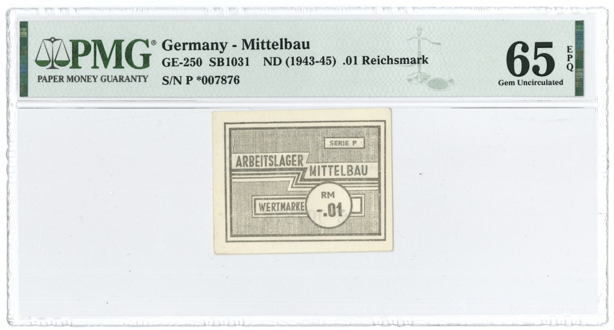 Duitsland. 01 reichsmark. Bankbiljet. Type 1943-1945. - PMG 65EPQ