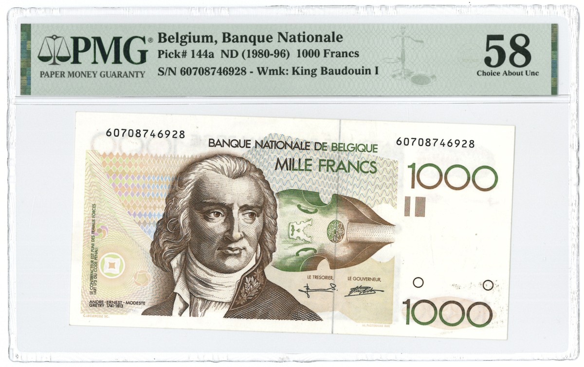 Belgium. 1000 francs. Banknote. Type 1980-1996. - PMG 58