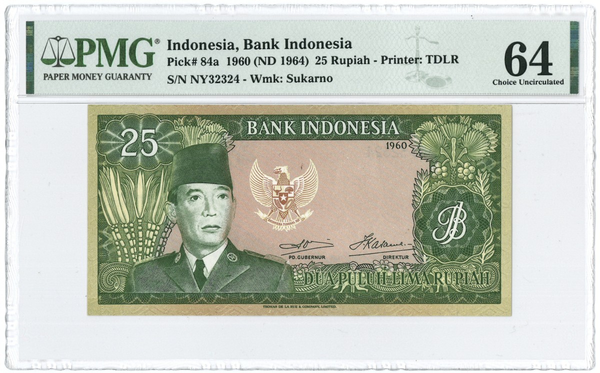 Indonesia. 25 rupiah. Banknote. Type 1960. - PMG 64