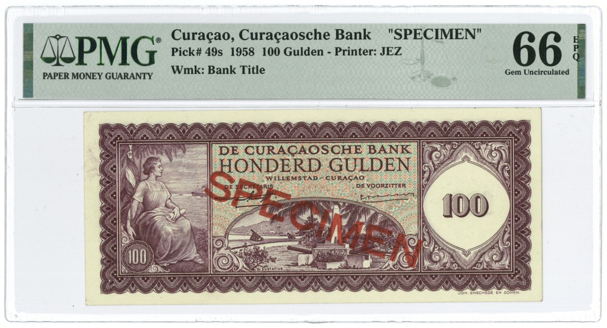 Curaçao. 100 gulden. Specimen. Type 1958. - PMG 66EPQ