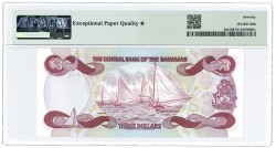 Bahamas. 3 dollars. Banknote. Type 1974. - PMG 70EPQ TOP POP