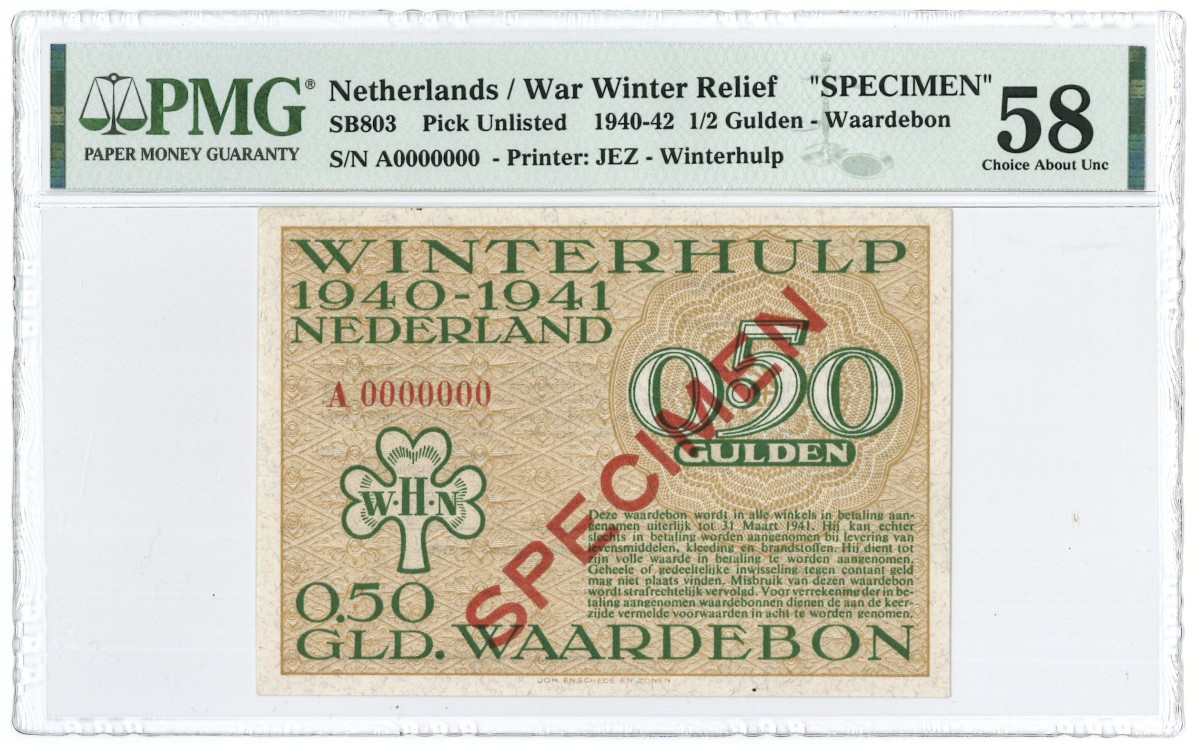 Nederland. ½ gulden. Waardebon. Type 1940-1941. - PMG 58