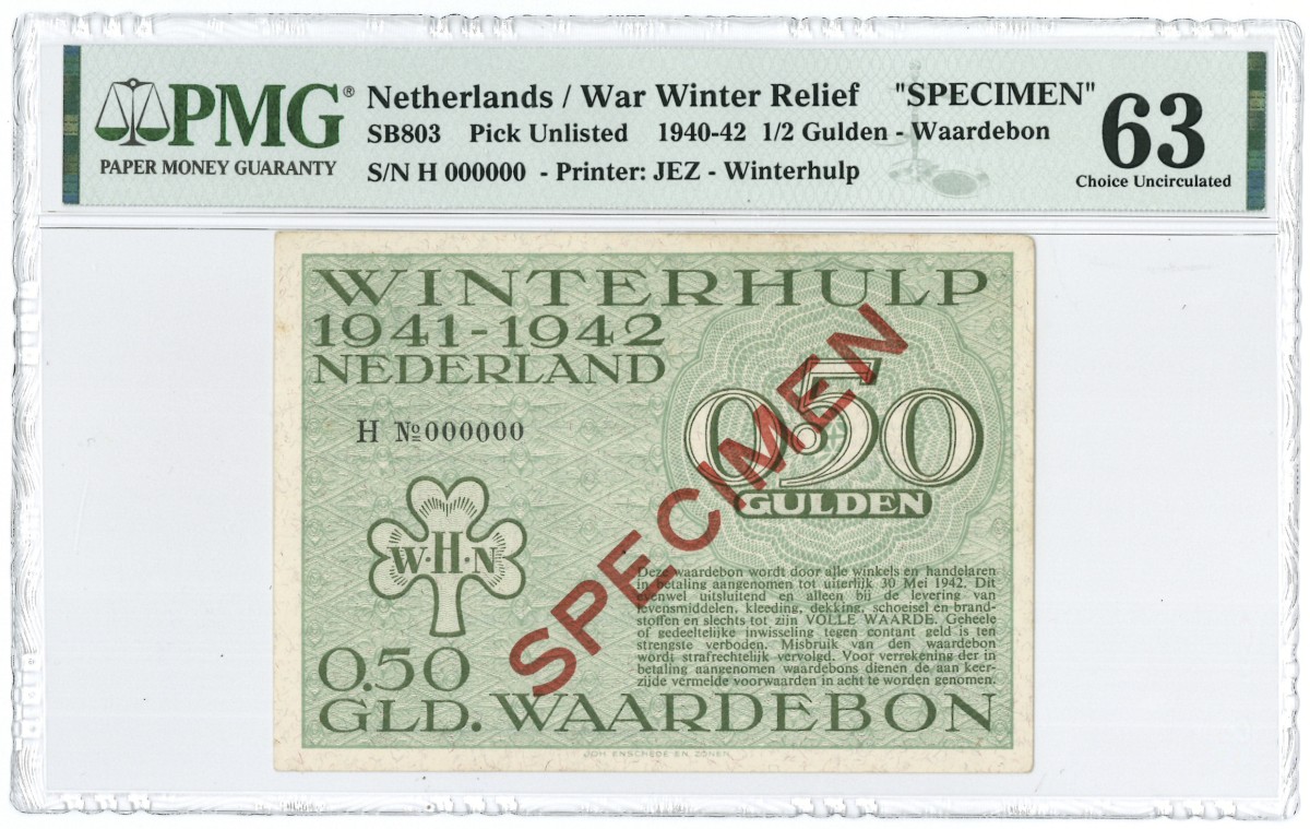 Nederland. ½ gulden. Waardebon. Type 1941-1942. - PMG 63