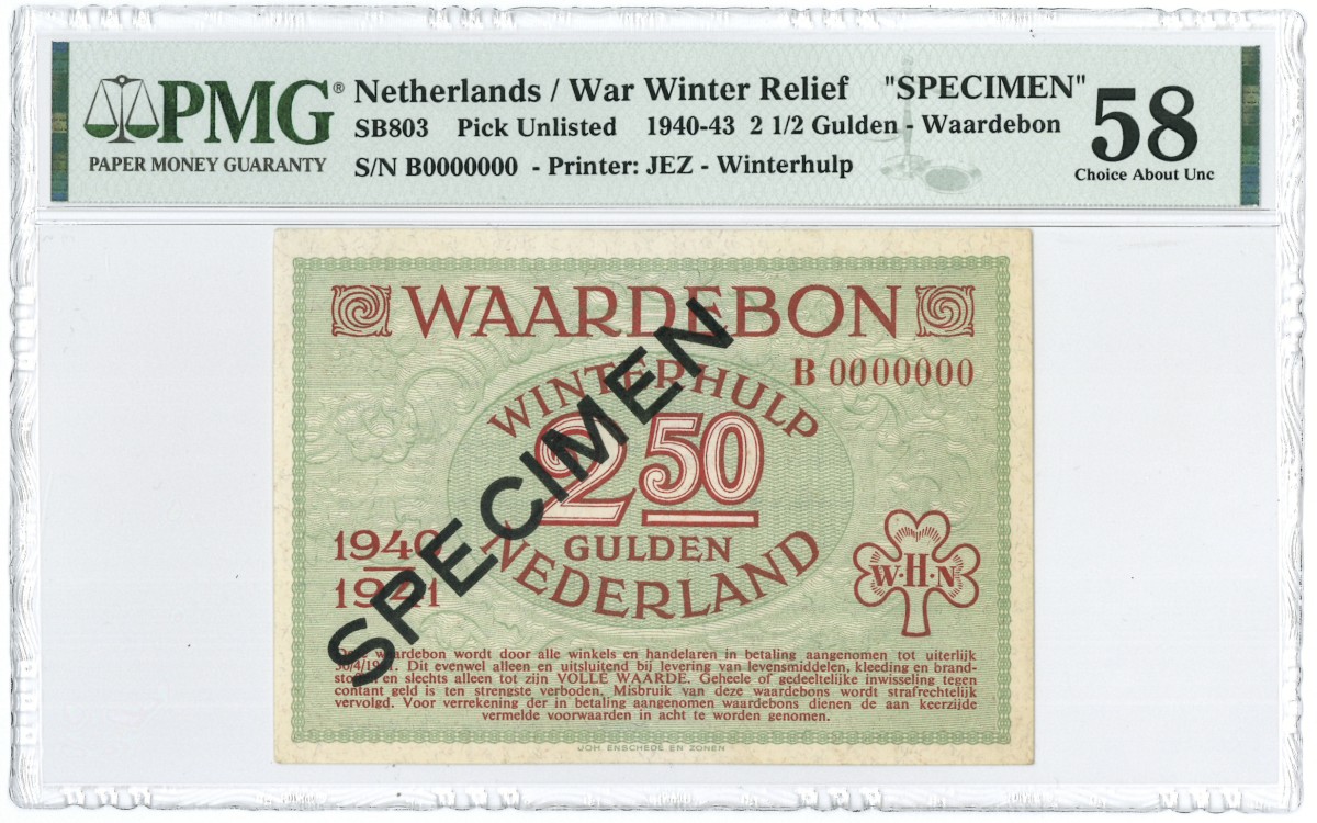 Nederland. 2½ gulden. Waardebon. Type 1940-1941. - PMG 58